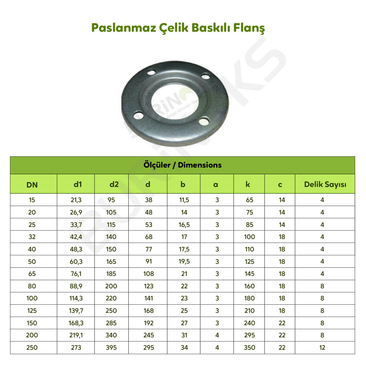 Paslanmaz Çelik Baskılı Flanş